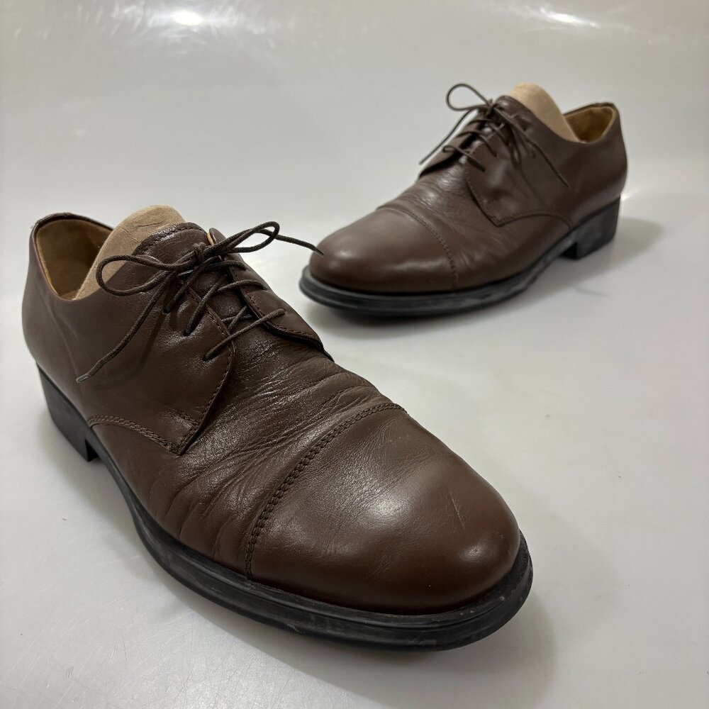 Joseph & Feiss 10 M Brown Leather Oxfords Shoes Cap Toe Made in Italy